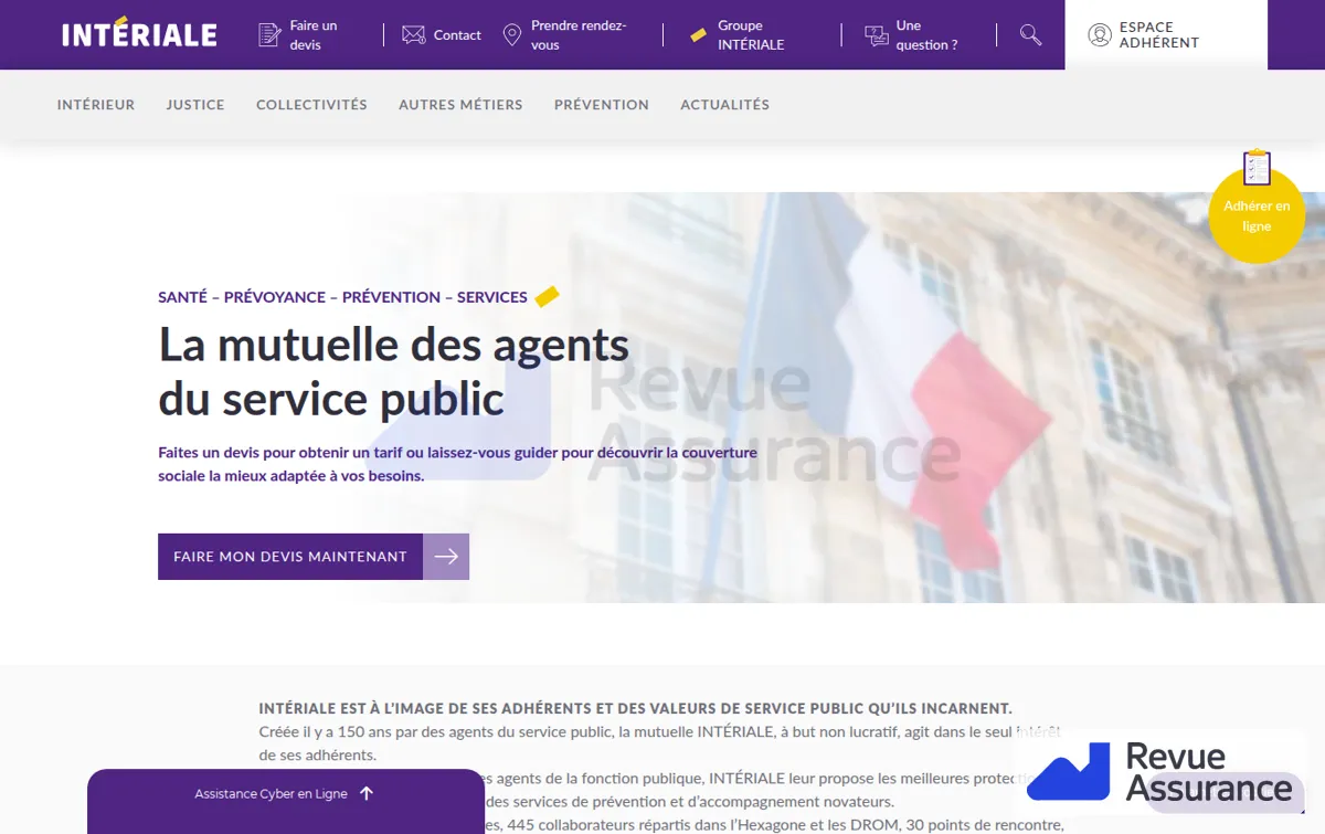 Capture : INTÉRIALE | Mutuelle Santé de la Fonction publique & Fonctionnaires