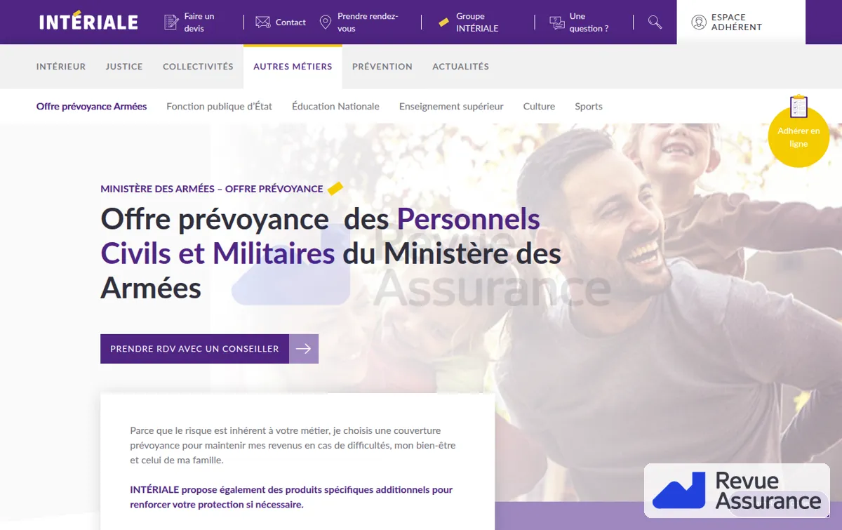 Capture : INTÉRIALE | Prévoyance - Personnel du ministère des Armées