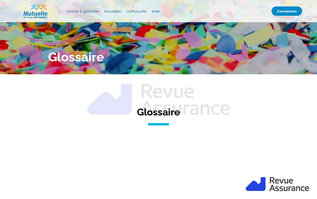 Capture : Glossaire - La Mutuelle du Groupe BNP Paribas