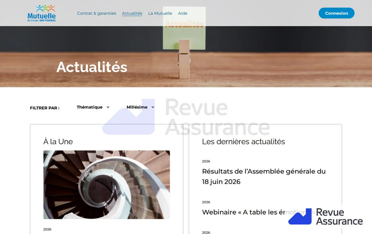 Capture : Actualités - La Mutuelle du Groupe BNP Paribas